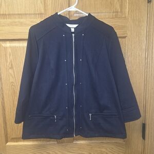 Women's 1XL CJ Banks Zip-up Lightweight Navy Blue Jacket
